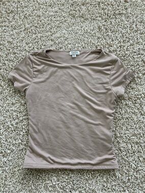 Faded Rose Essentials Juniors Medium Tan T-Shirt